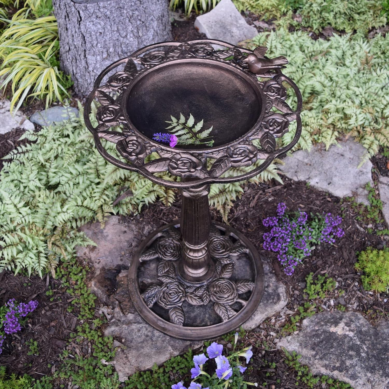 Oakland Living Rose Bird Bath, Antique Bronze