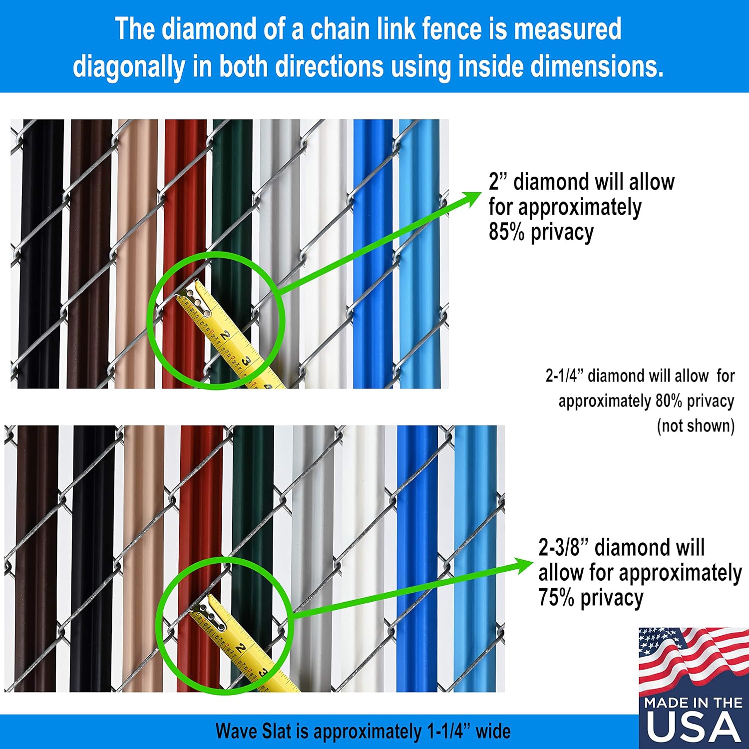 Wave Slat (9 Colors) Single Wall Bottom Locking Privacy Slat for 4', 5', 6', 7' and 8' Chain Link Fence (6 ft, Black)