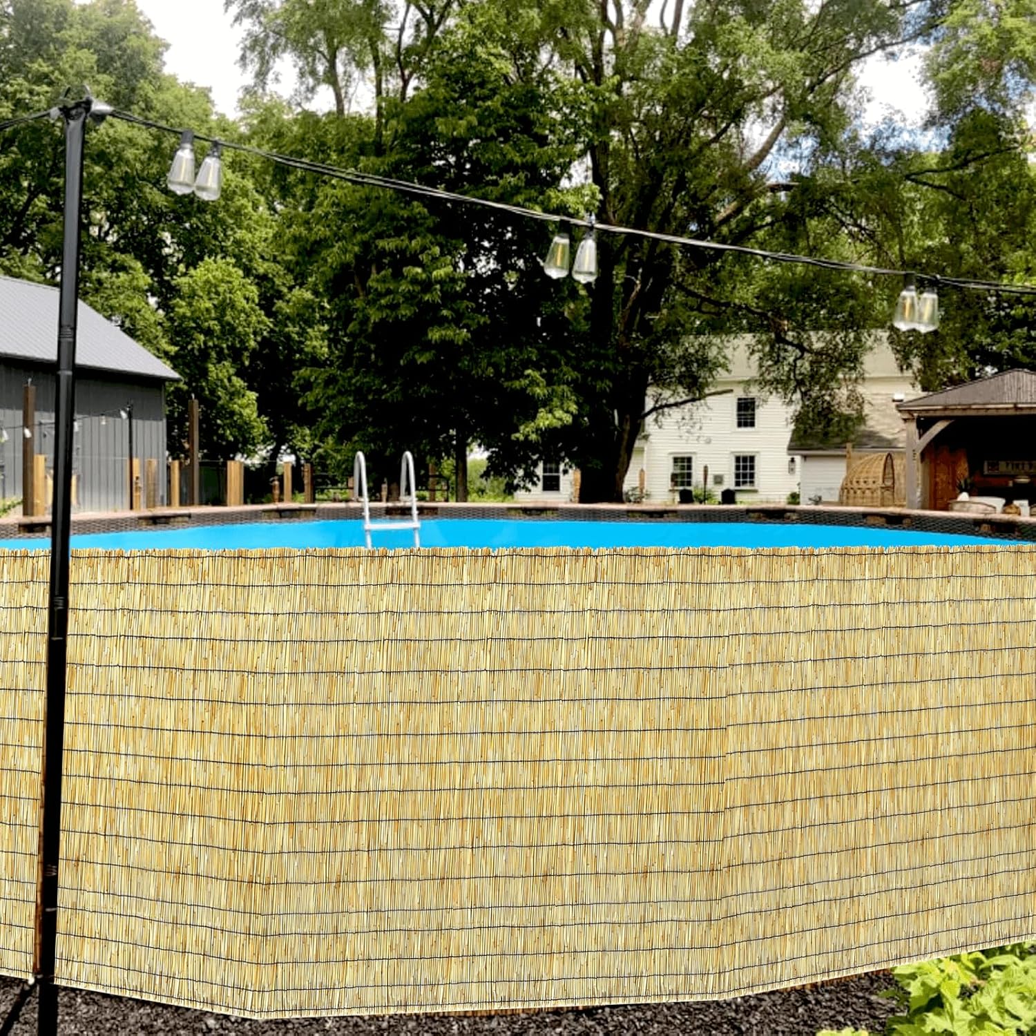 Bamboo Reed Fencing, Natural Bamboo Fence Rolls 6 Feet High, Decorative Privacy Screen Reed Curtains for Patio Balcony Garden Backyard Outdoor, 6 x 16 FT