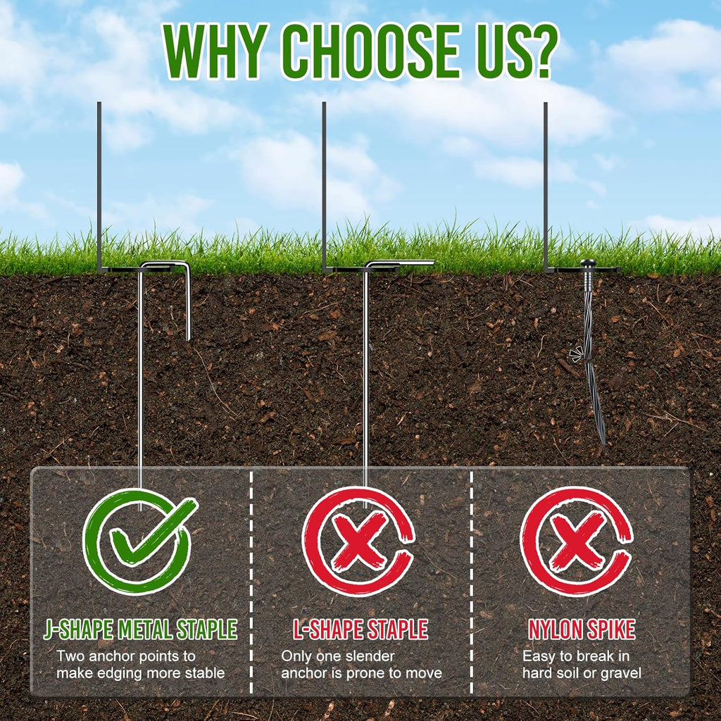 Landscape Edging 4 Inch Tall 40FT with 50Pcs Metal Spikes, Plastic Garden Edging Border Landscape Edging Border Lawn Edging for Landscaping, Flower Bed, Yard