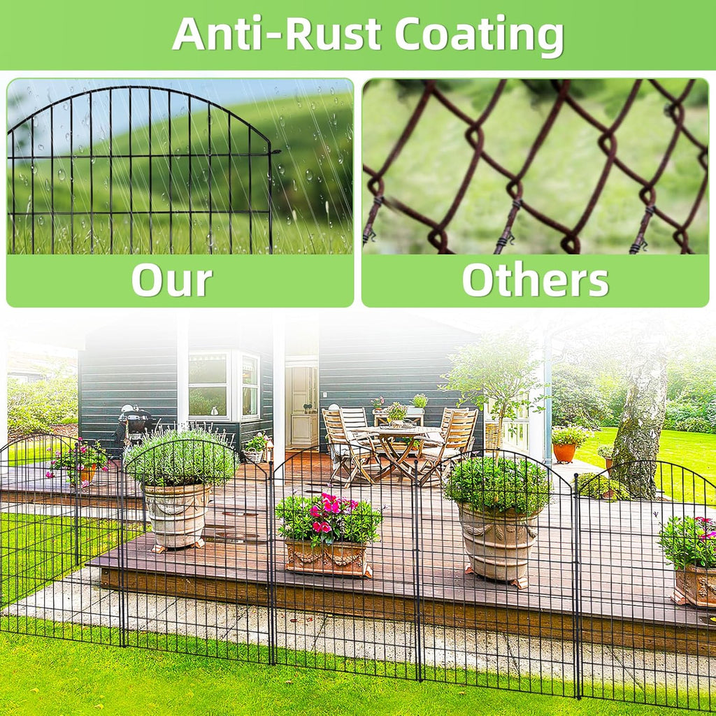 Decorative Garden Fence 40in (H) x12ft (L), 5 Pack No Dig Fence Animal Barrier for Dog with Lock, Arched Flower Bed Edging, Wire Border Panel Fencing for Yard Patio Outdoor Decor