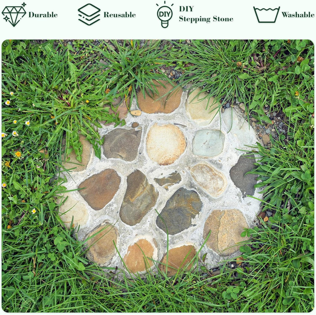 U0U 3 Size Round Stepping Stone Mold,10" 11.4" 12.6" Cement Molds for Concrete,Plastic Concrete Molds for Casting Garden Pathmate Pavement Precast and Forms Walkway