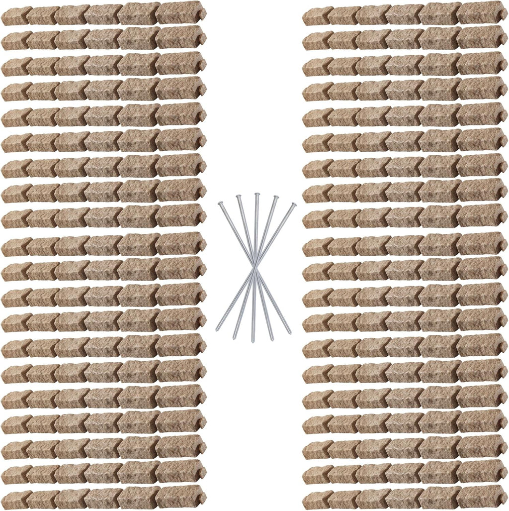 Beuta Landscape Edging | Garden Edging Border | Faux Stone Bricks for Lawn edging, Flower beds, Pathways & Yard Edging– 40 Packs | Each Section Has 6 Bricks 48"L x 4"W x 2.25"H |120 Spikes |Sandstone