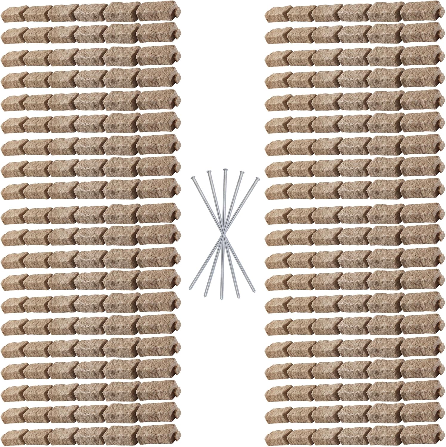Beuta Landscape Edging | Garden Edging Border | Faux Stone Bricks for Lawn edging, Flower beds, Pathways & Yard Edging– 40 Packs | Each Section Has 6 Bricks 48"L x 4"W x 2.25"H |120 Spikes |Sandstone