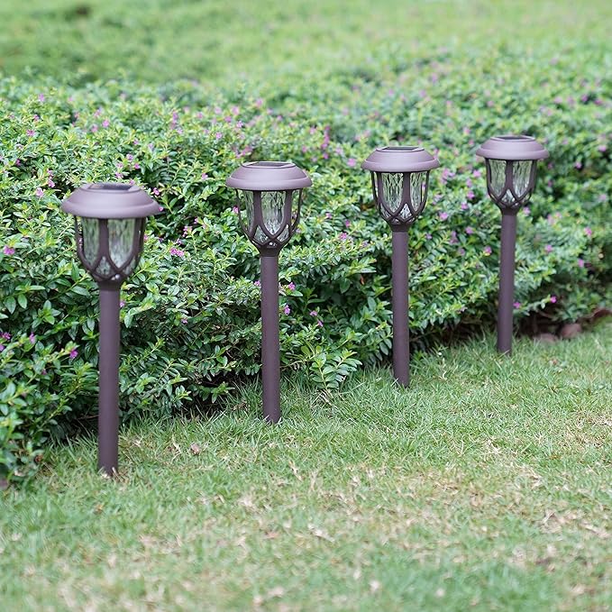 10 Pack Solar Lights Outdoor Decorative Garden Yard Lights for Pathway Walkway Sidewalk Driveway. (Brown, Warm White)
