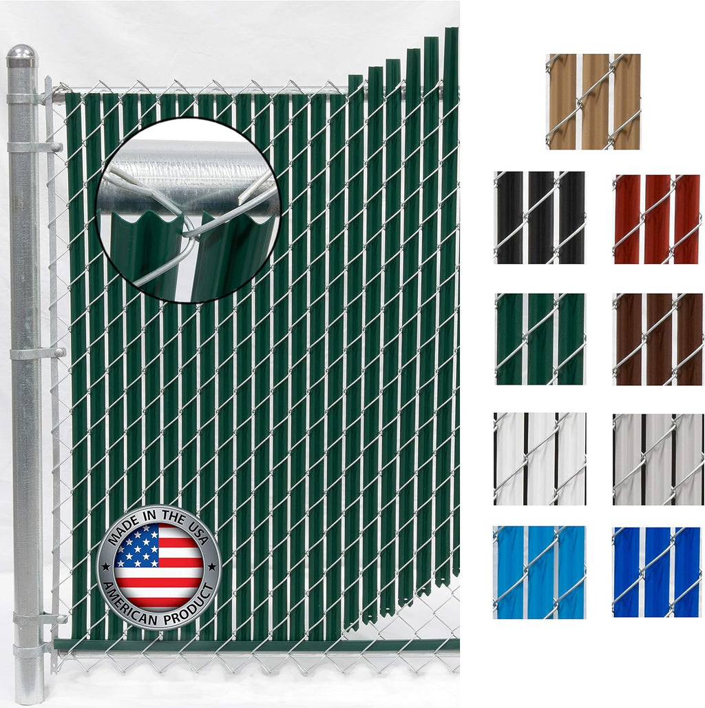 Wave Slat (9 Colors) Single Wall Bottom Locking Privacy Slat for 4', 5', 6', 7' and 8' Chain Link Fence (7 ft, Green)