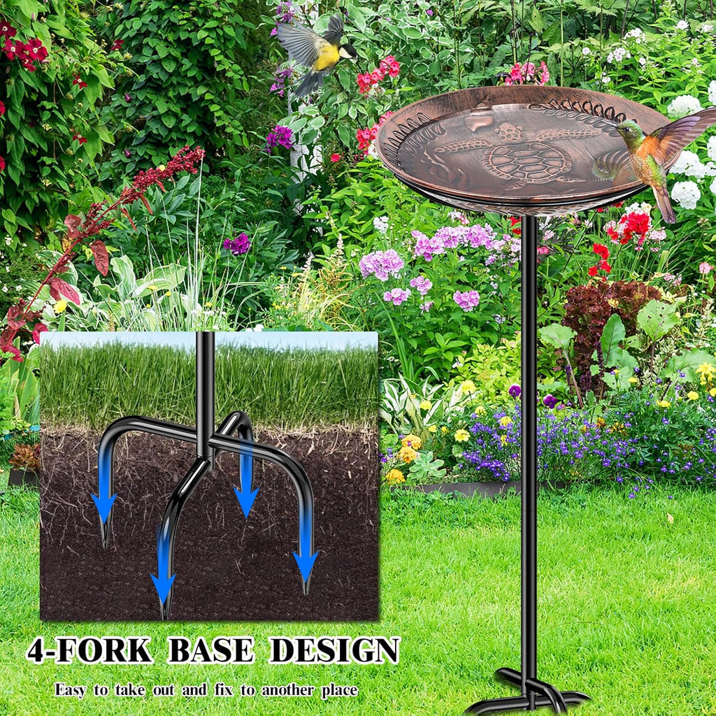 40 Inch Metal Bird Bath for Outside, Detachable Birdbath & Birdfeeder with Base Stake, Vintage Bird Baths for Outdoors Garden Yard Lawn Decor (Vintage Copper)