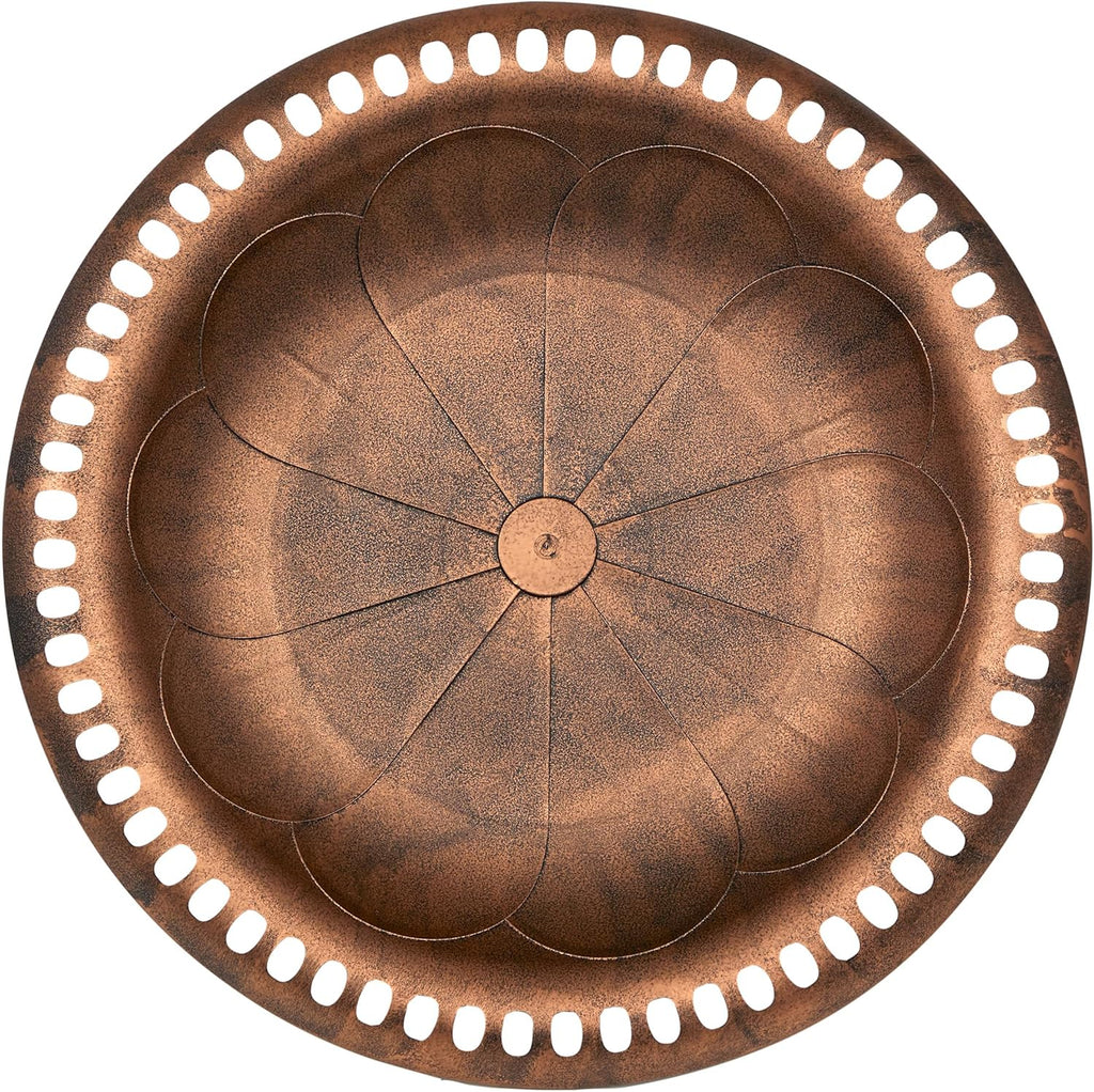 Alpine Corporation TEC116BZ Outdoor Pedestal Birdbath w/Scrollwork Base and Stakes, Elegant Garden Birdbath, 28" H, Bronze