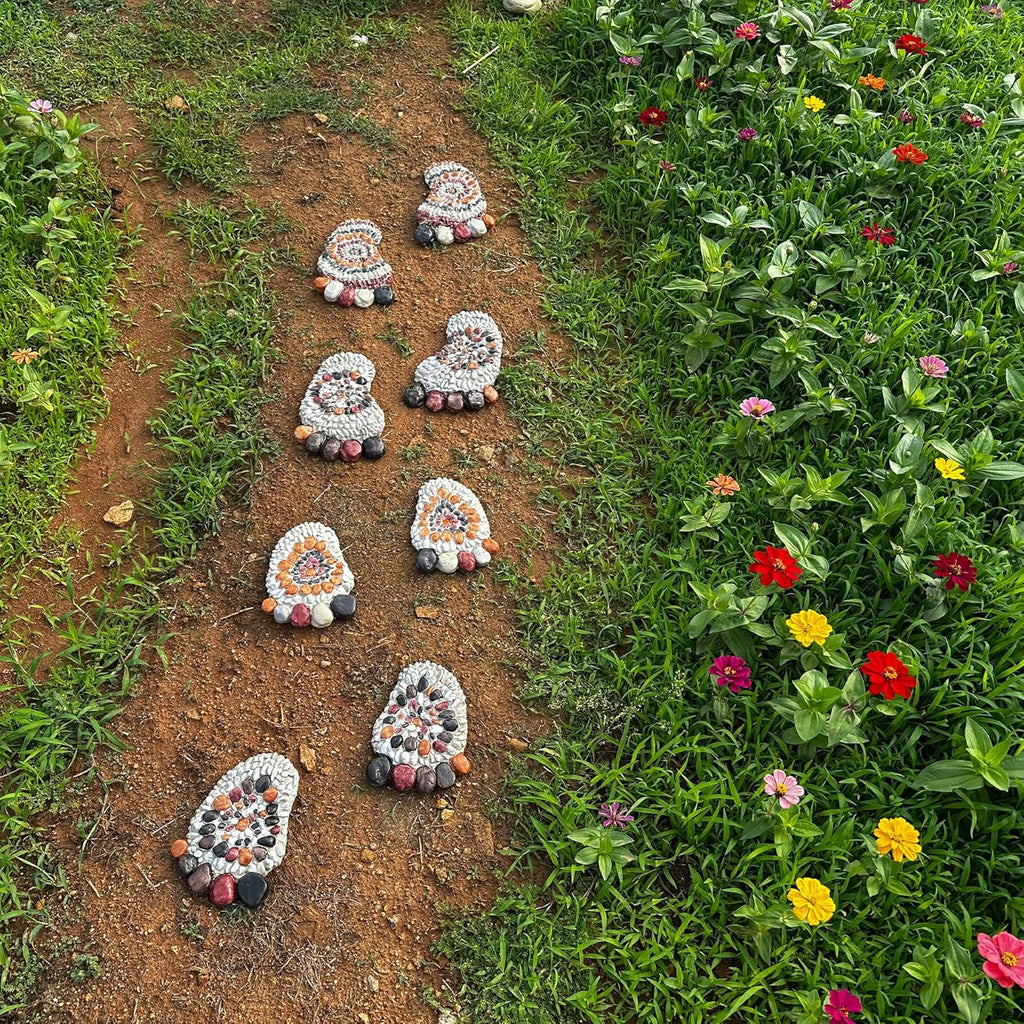 Outdooor Stepping Stones - Decorative Garden Stones for Patio, Deck, Garden or Sidewalk Faux Cobblestone Stepping Stones (Set of 2#B Small Size