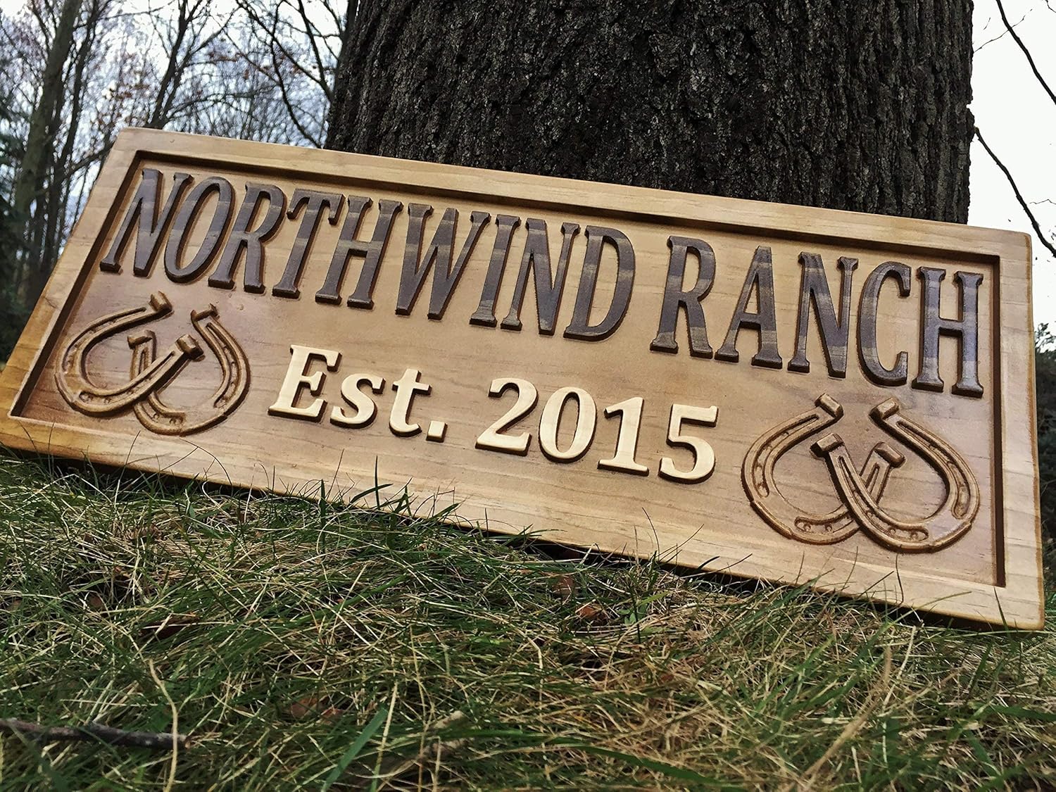 Personalized Ranch Sign Rustic Wood Sign Personalized Couples Gift Custom Wooden Sign Family Last Name Established Gift Stall Sign Horse Barn Horseshoe Decor Western 5 Year Anniversary