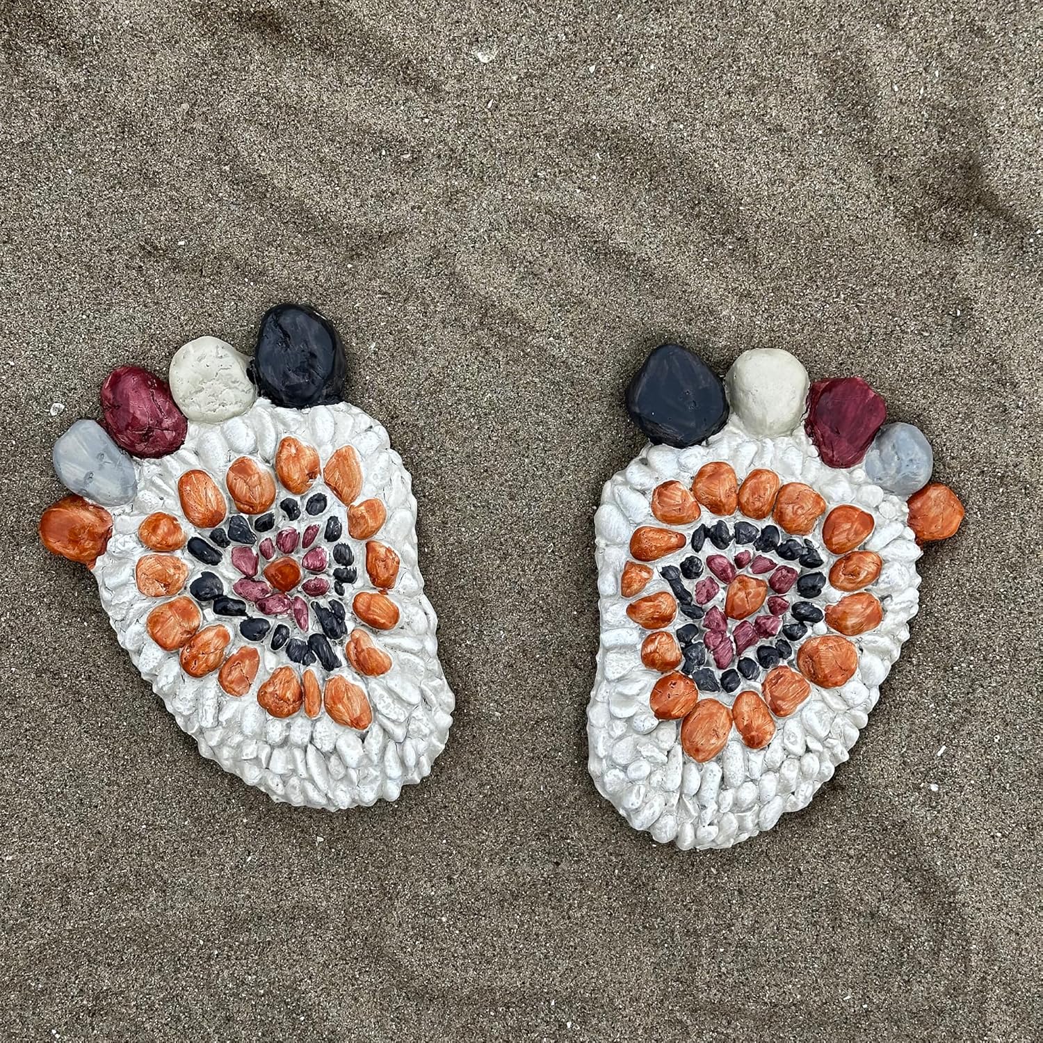 Garden Stepping Stones - Decorative Garden Stones for Patio, Deck, Garden or Sidewalk Faux Cobblestone Stepping Stones (Set of 2#A Small Size